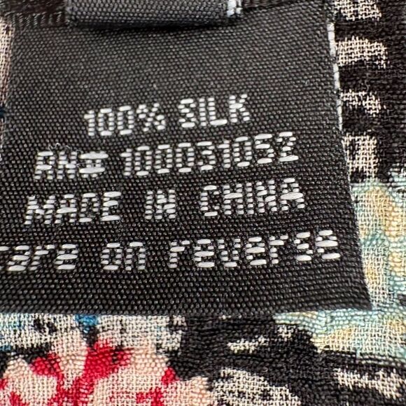 Citron Santa Monica Silk Blouse Medium – Floral Asian Inspired Button Front Top - Picture 10 of 11